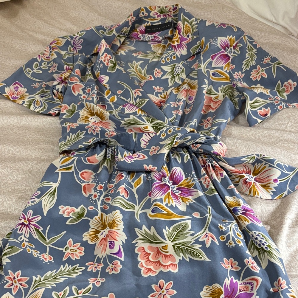 August Silk Multicolor Floral Faux Wrap Dress